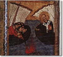 Particolare dell'icona agiografica con San Nicola e storie della sua vita conservata alla Pinacoteca Provinciale di Bari