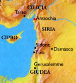 Cartina geografica con evidenziata Antiochia