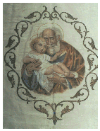 L'immagine di San Giuseppe nello  stendardo parrocchiale