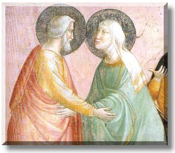 Taddeo Gaddi: "Incontro tra Gioacchino e Anna" (1320) - Afresco Firenze, S. Croce