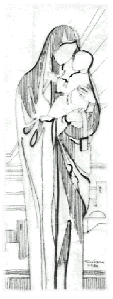 Madonna incisa sulla vetrata della Chiesa